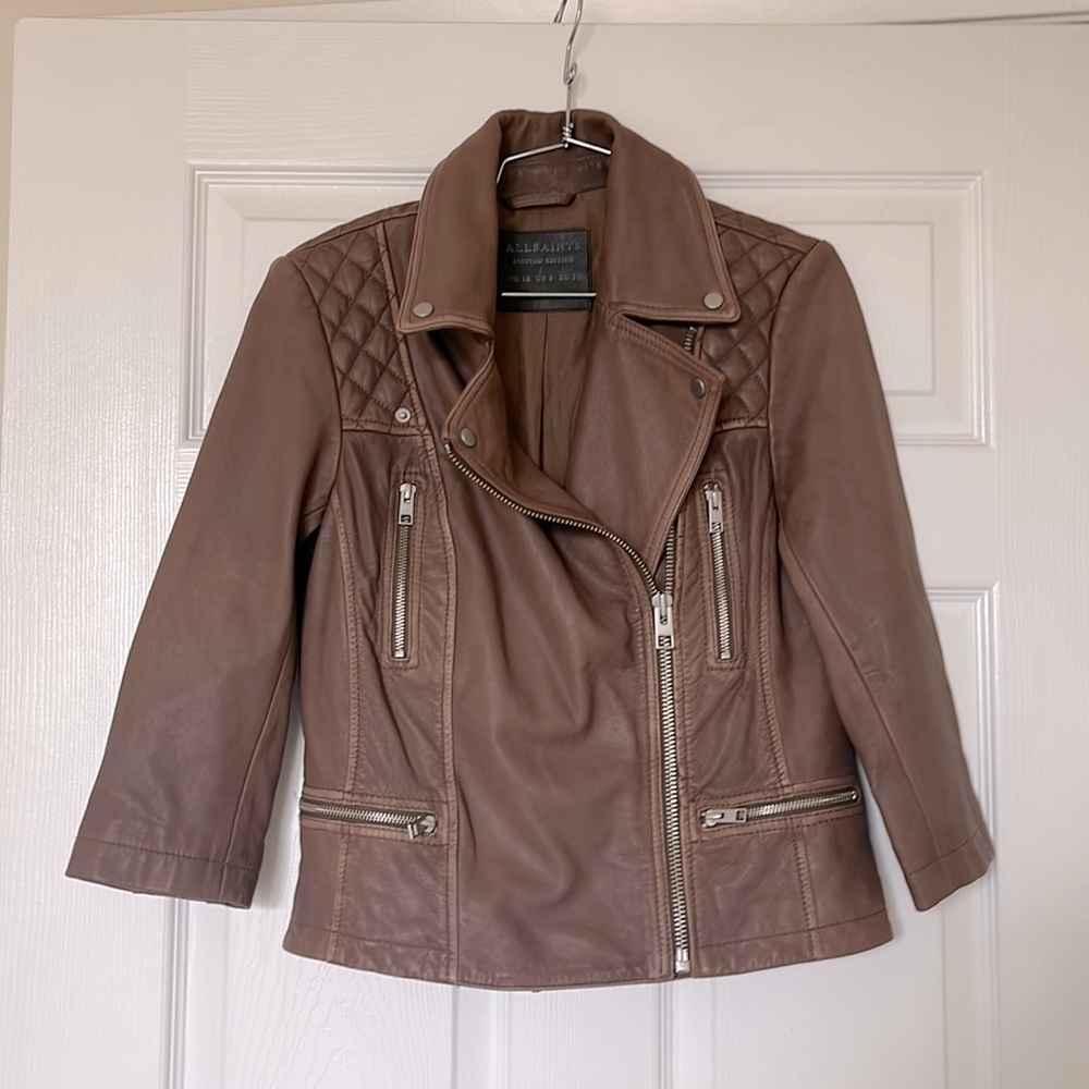 All Saints Conroe Cargo Leather Moto Biker Jacket